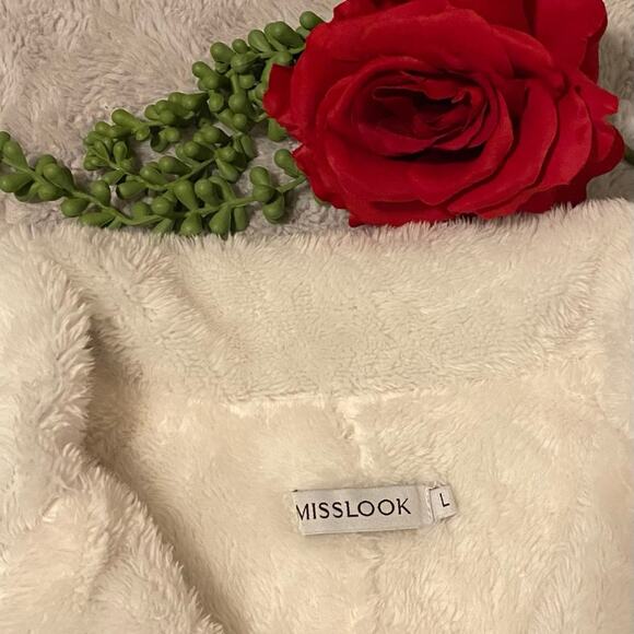 Misslook Fleece Lined Women’s Button Up Jacket Color Blue Size Large - Picture 2 of 4